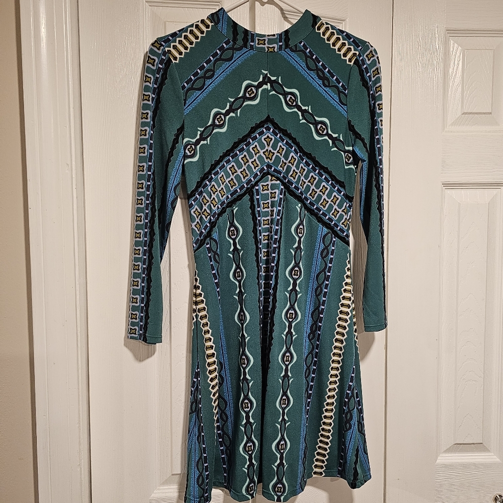 Free People Patterned Green Dress
